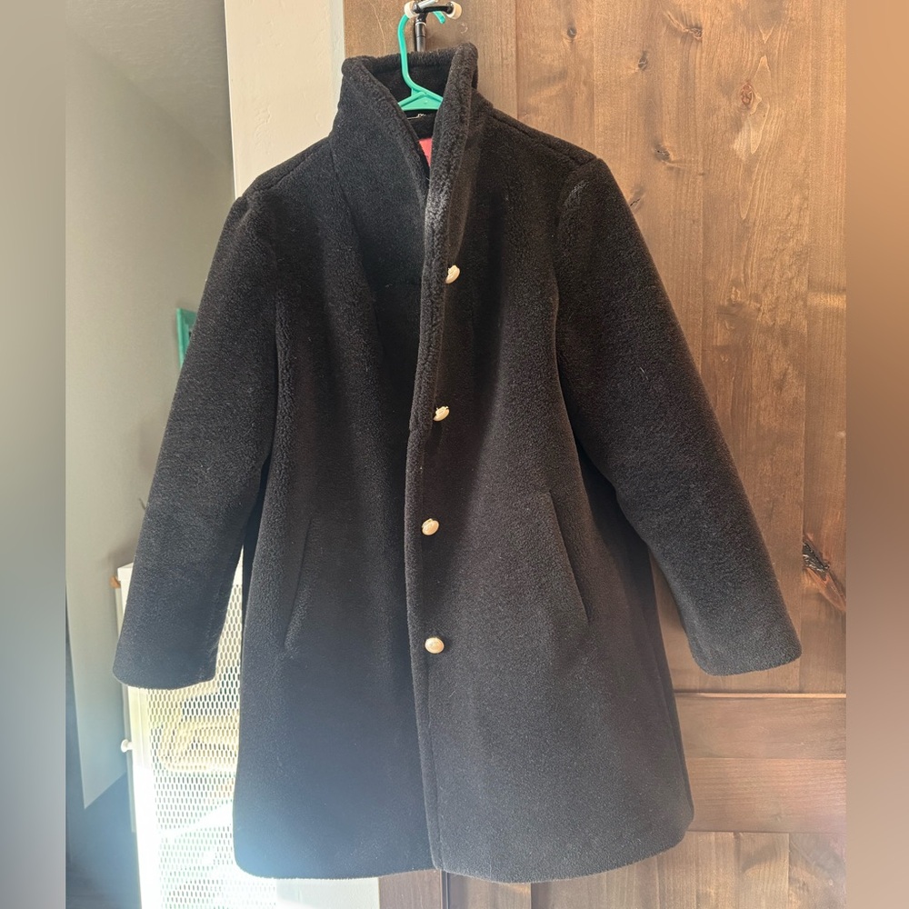 Kate Spade Black Fuzzy Bear Coat Large